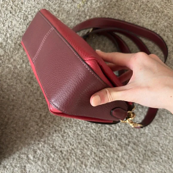 Coach Red and Brown Crossbody Bag with Gold Accents - Picture 3 of 4